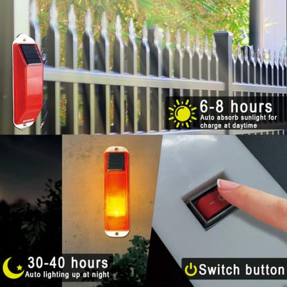 Aolyty Solar Strobe Warning Lights, Flashing Yellow Caution LED Beacon - color: Yellow