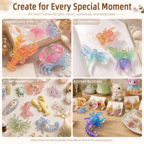 4 PCS Insect Silicone Resin Molds Set – 3D Bug Epoxy Casting Mold Kit - color: 4Pcs Insect Resin Molds