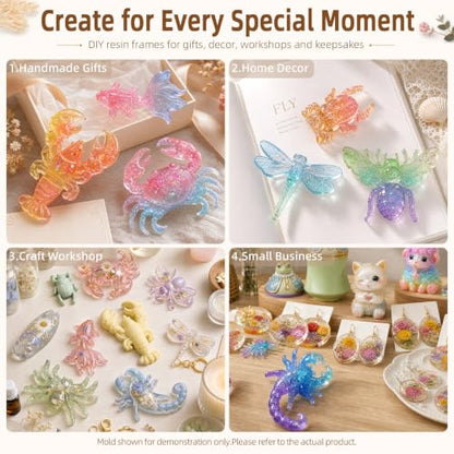 4 PCS Insect Silicone Resin Molds Set – 3D Bug Epoxy Casting Mold Kit - color: 4Pcs Insect Resin Molds