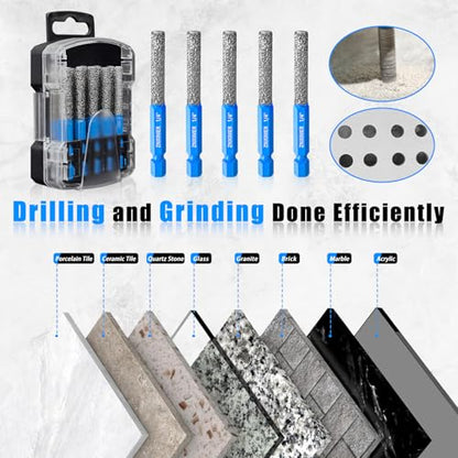 Tile Drill Bits, 10pcs 1/4" Diamond Drill Bits for Ceramic Glass Porcelain Marble Granite, with Versatile Drilling and Milling - size: 10PCS - (1/4")