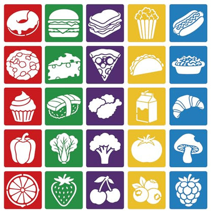 CUTHOLLOW 25 PCS Food Theme Painting Shape Stencils Sets - style: Food Theme
