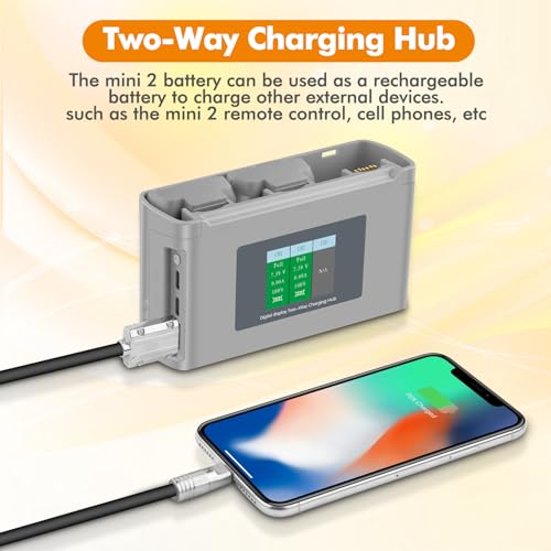 Mini 4K/2 Battery Charging Hub and 2 Pack 2400mAh Intelligent Flight Battery, Compatible With DJI Mini 4K/2/SE, 31mins Max Flight