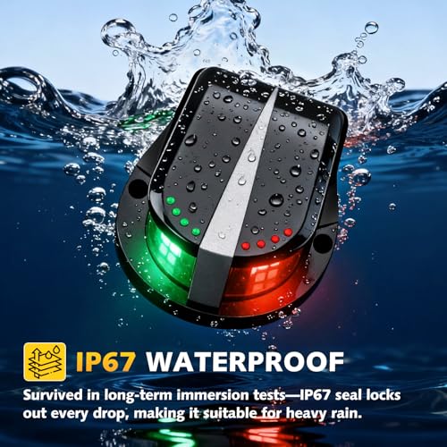 Boat Navigation Lights LED, Red and Green Marine Navigation Lights for Boats LED Waterproof IP67, 12V Bi-Color Bow Light for Boats, Pontoon, Fishing, Bass & Jon & Small Boat, Yacht - color: Black
