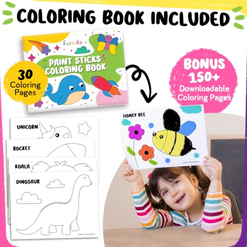 24 Thin Washable Paint Sticks for Kids, Painting Crayons w/Coloring Book - color: 24 Thin