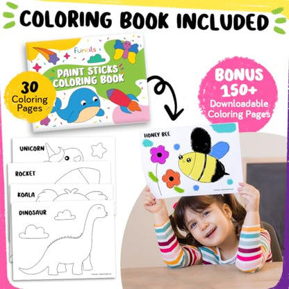 24 Thin Washable Paint Sticks for Kids, Painting Crayons w/Coloring Book - color: 24 Thin