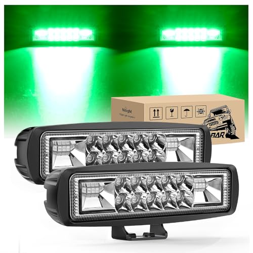 Nilight 2 PCS 6 Inch 60 W Green LED Light Pods Spot Flood Combo Beam - color: 60W Led Pods 2Pcs Green