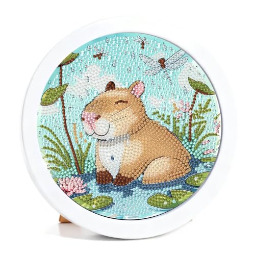 bleihum Capybara Diamond Art Kits for Kids with Round Frame 8X8 inch - color: CC1163-US