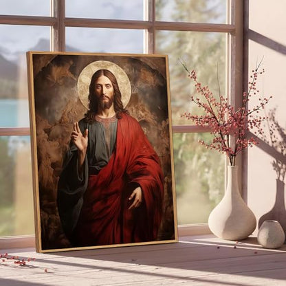 Jesus Paint by Numbers Kit for Adults Framed Canvas 12X16 in, Frameworkless - color: YH02811