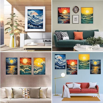 DOTSOPS 6 Pack Great Wave Diamond Painting Kits for Adults Painting Kit - color: Sunset