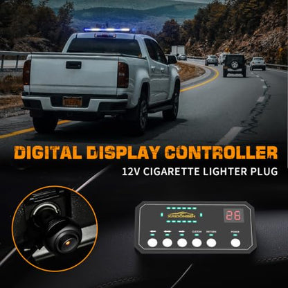 XRIDONSEN 28.4" 80 LED Blue White Roof Emergency Lights Strobe Light Bar - color: Blue/White