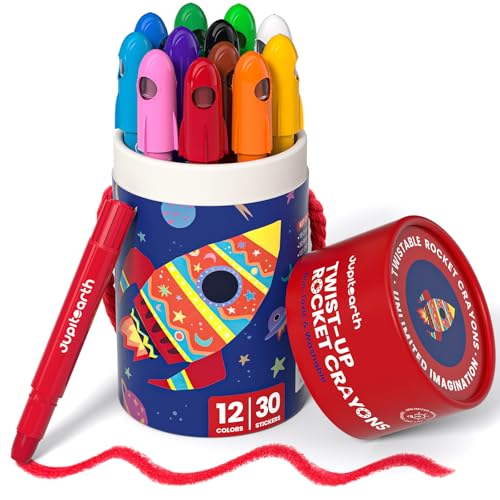JUPITEARTH Silky Twist Crayons, 12 Colors Washable Crayons for Toddlers 1-3 - color: 12 Colors