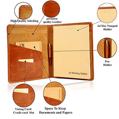 Buffalo Leather Legal Pad Portfolio Organizer Cognac Brown - color: Cognac Brown