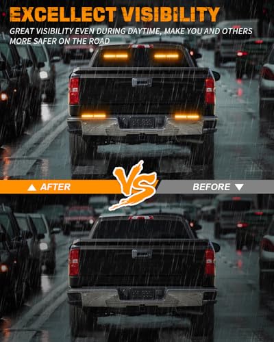 XRIDONSEN 2x 10.7 inch Amber Light Bar 24 LED Emergency Strobe Lights - color: Amber