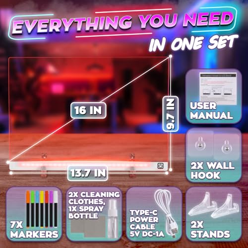 16 in LED Drawing Board; Corded and Non-Rechargeable (White) - color: White