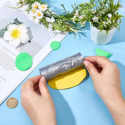 CRASPIRE Polymer Texture Rollers Pottery Clay Roller Whale Ocean Sea Animal Pattern Embossing Texture 4.1 Inch Plastic Column Decorative Hand Molding Tool for Polymer Clay Pottery DIY Making Crafts - style: Whale