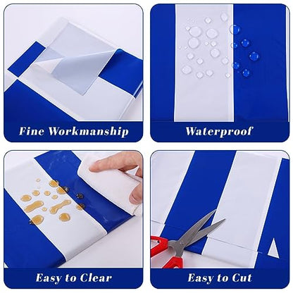 Kesfey Blue Striped Tablecloth Picnic Vertical Stripe Table Cover 3 Packs - color: Blue Vertical Striped