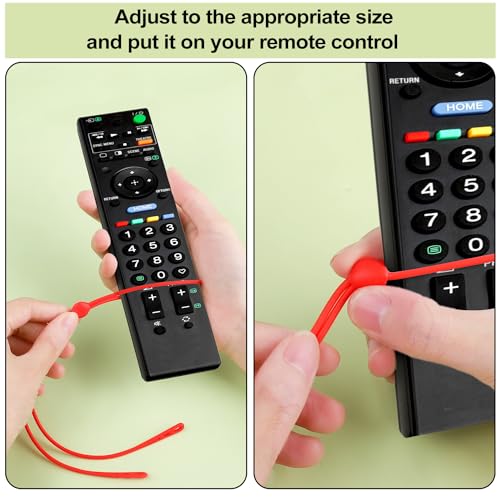 6pcs Silicone Remote Pigtail, Blue & Red Adjustable Remote Control Tether Handheld TV Locator Leash for Apple Samsung Sony - color: Blue and Red