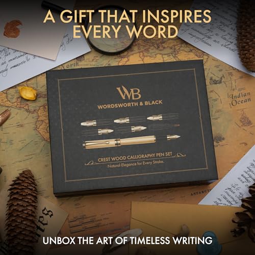 Wordsworth & Black Luxury Bamboo Maple Calligraphy Pen Set, 6 Nibs - color: Maple Wood