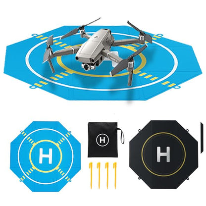 Drone Landing Pad Portable Foldable with Night Vision,20in Double-Sided Waterproof Helipad for DJI Mavic 3/Mini 4K/Air 3S/Neo/Flip/Avata 2 RC Drones Helicopter, Drone Landing Pad Accessories - color: 20in-blue