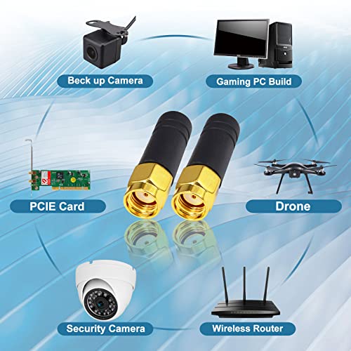 2.4GHz Mini WiFi Antenna,Bluetooth RP SMA Male Omni Thumb Antennas,2 Pack - size: RP SMA Male - Hole in center