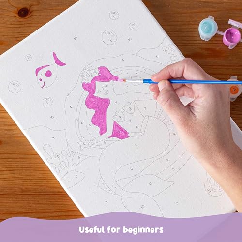 BONNYCO Paint by Numbers Kit for Kids Mermaid Pack 3 Canvas. Paint by Number Canvas Framed Pre Drawn, Mermaid Gifts for Girls Painting. Arts and Kids Crafts 4-6 8-12, Pintar por Numeros Niñas - color: Mermaids