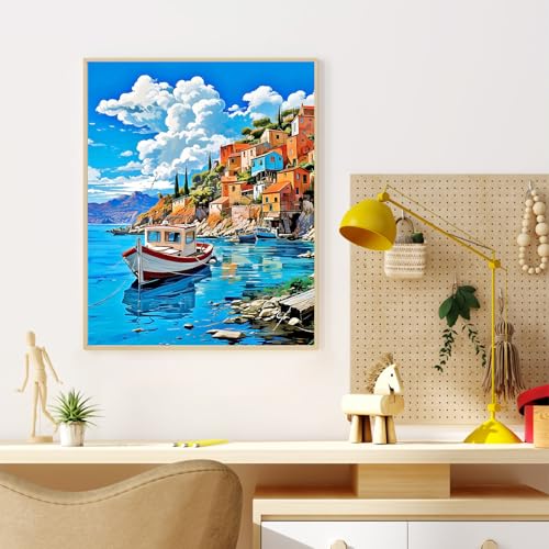 Seaside Landscape Paint by Numbers Kit for Adults Without Frame 16x20 IN - color: OP-US09