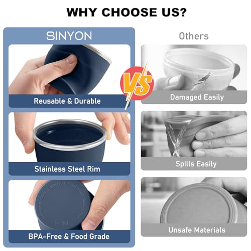 Collapsible Travel Cup, Foldable Water Cup with Lid, for Travel - color: Navy