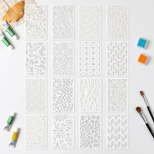 16PCS Large Flower & Leaf Stencils for Painting, Crafts Reusable - color: 3.8 x 6.9in Flower & Leaf Stencils