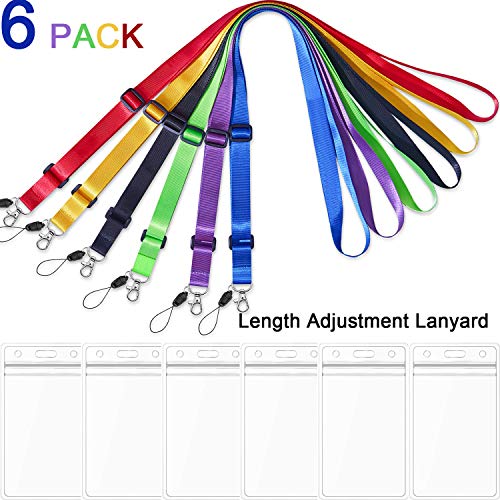 AMUU 6pcs Lanyards Adjustable Extend Length with Vertical id Badge Holder - color: 6 Pack-lanyard With Badge Holder