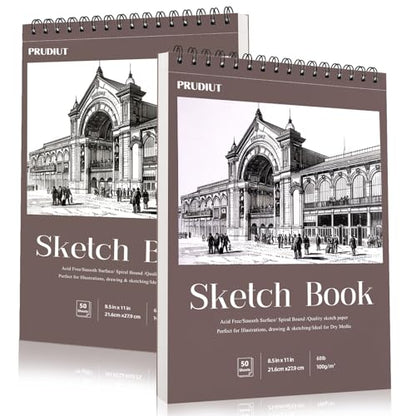 2 Pack Sketch Book 8.5 × 11 in, Spiral Sketch Pad, 50 Sheets Each - color: Reddish brown, size: 8.5 x 11inch(2 Pack)