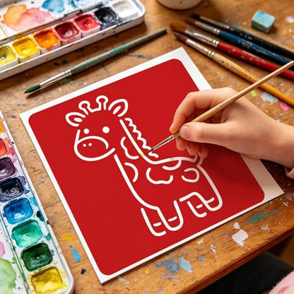 CUTHOLLOW 25 PCS Cartoon Animals Painting Shape Stencils Sets - style: Cartoon animals