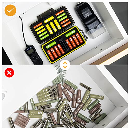 KIWIFOTOS 24 Slots AA AAA Battery Case Holder with Battery Tester - color: 24 Slots AA AAA Battery Case