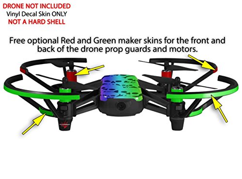 Skin Decal Wrap 2 Pack Compatible with DJI Ryze Tello Rainbow Skull Collection Drone NOT Included