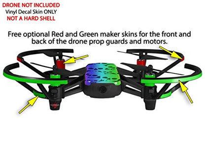 Skin Decal Wrap 2 Pack Compatible with DJI Ryze Tello Rainbow Skull Collection Drone NOT Included