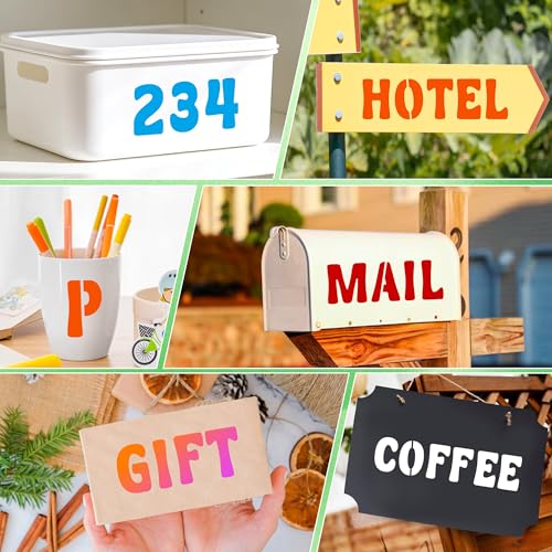 Letter Stencils, 80 Pcs Large Alphabet and Numbers Stencils (2Inch & 3Inch) - size: 2Inch&3Inch