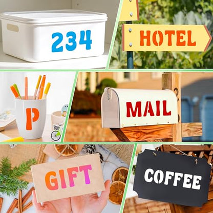 Letter Stencils, 80 Pcs Large Alphabet and Numbers Stencils (2Inch & 3Inch) - size: 2Inch&3Inch