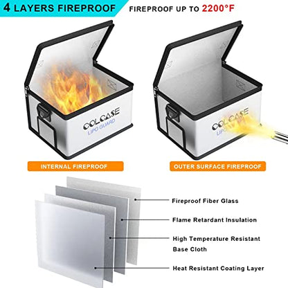 COLCASE Lipo Bag Fireproof Explosionproof for Lipo Battery Storage Charging - size: Large (11.0 x 8.0 x 6.5 inches)