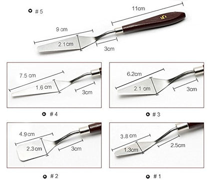 GBSTORE Spatula Palette Knife Painting Mixing Scraper,Set of Pack 5