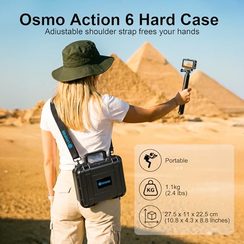 Lekufee Portable Waterproof Hard Case for DJI Osmo Action 6/5 Pro/4/3 Action Camera,Standard Combo,Adventure Combo,More Accessories(Case Only)