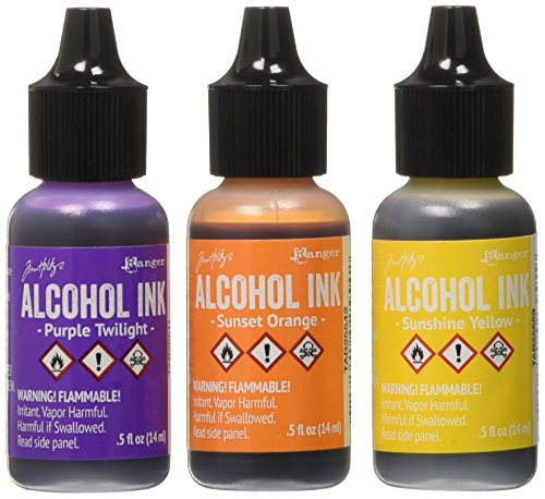 Tim Holtz Alcohol Ink .5oz 3/Pkg, Summit View-Sunshine/Sunset/Pure Twilght