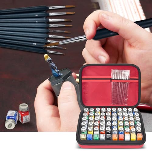Model Paint Storage Case for Testors, Holds 60 Bottles, Paints Not Included - color: Red