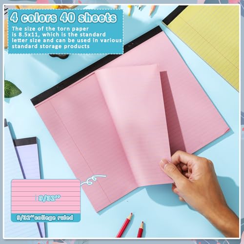 gisgfim 4 Pack 9.5"x 11" Legal Pads College Ruled Notepad - color: Pastel 2