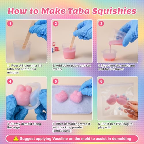 Taba Squishy Making Kit, DIY Taba Squishy Kit,18oz Squishy 7 Molds Silicone