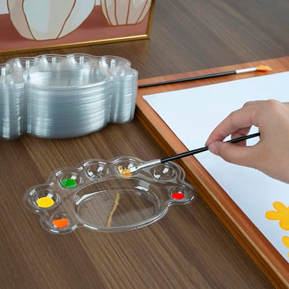 SHIDOW Foot-Shaped 8-Well Disposable Paint Palette Trays, Clear, 50 Pcs - color: 8 Well