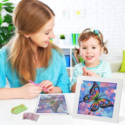 EOYDKAP Butterfly Diamond Art Kits for Adults with Wooden Frame, 7x7 inch - size: Blue Butterfly