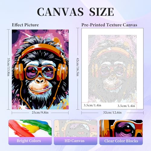 Okarina 6 Pack Paint by Numbers Kit for Adults & Beginners, Animals Designs - color: OP6NFUS2511-01