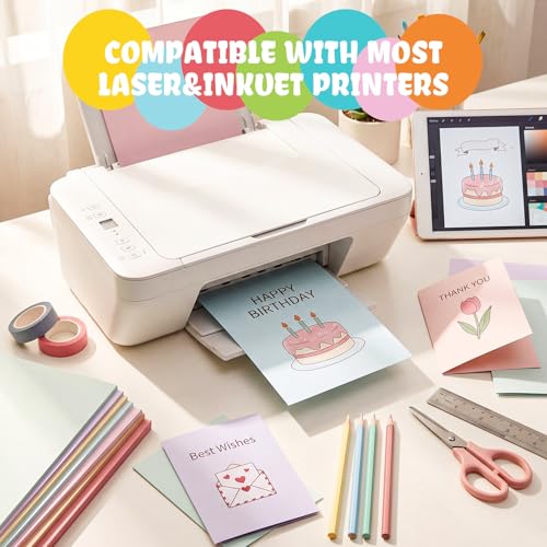 Geyoga 200 Sheets Colored Cardstock Paper,Cute,4 x 6 Inch - color: Cute
