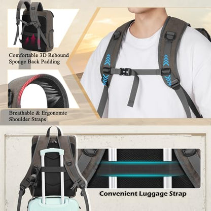 RAINSMORE Camera Backpack, DSLR SLR Mirrorless Camera Bag for Photographer - color: Darkgrey