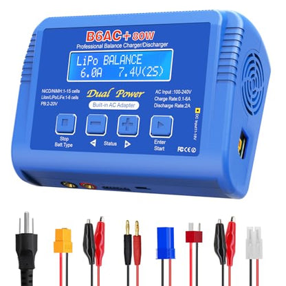 LiPo Charger 80W 6A, RC Fast Balance Battery Charger Discharger
