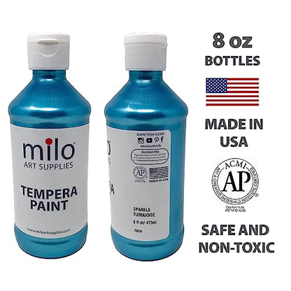 milo Sparkle Pearlescent Washable Tempera Paint, 8 Colors, 8 oz Bottles - style: Sparkle Pearlescent 8 x 8 oz Bottles